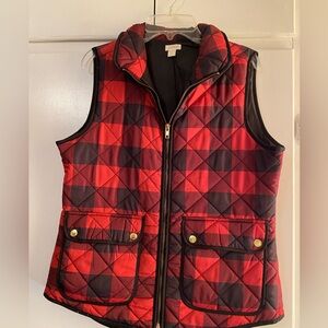 Red & black buffalo plaid vest, S